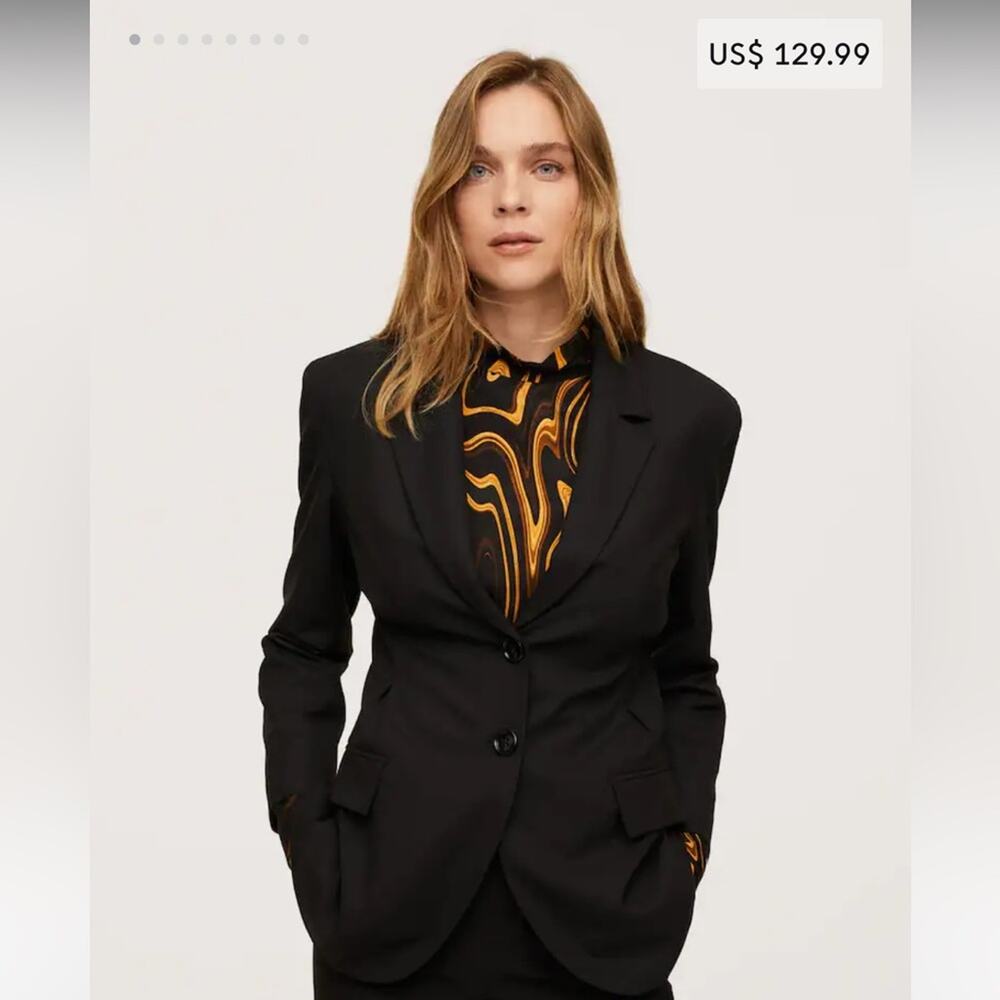 Mango MNG Pleat detail blazer Black Medium